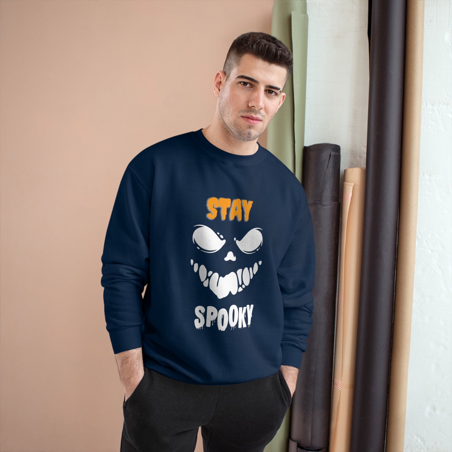 Champion Sweatshirt for dad with caption "Stay Spooky"