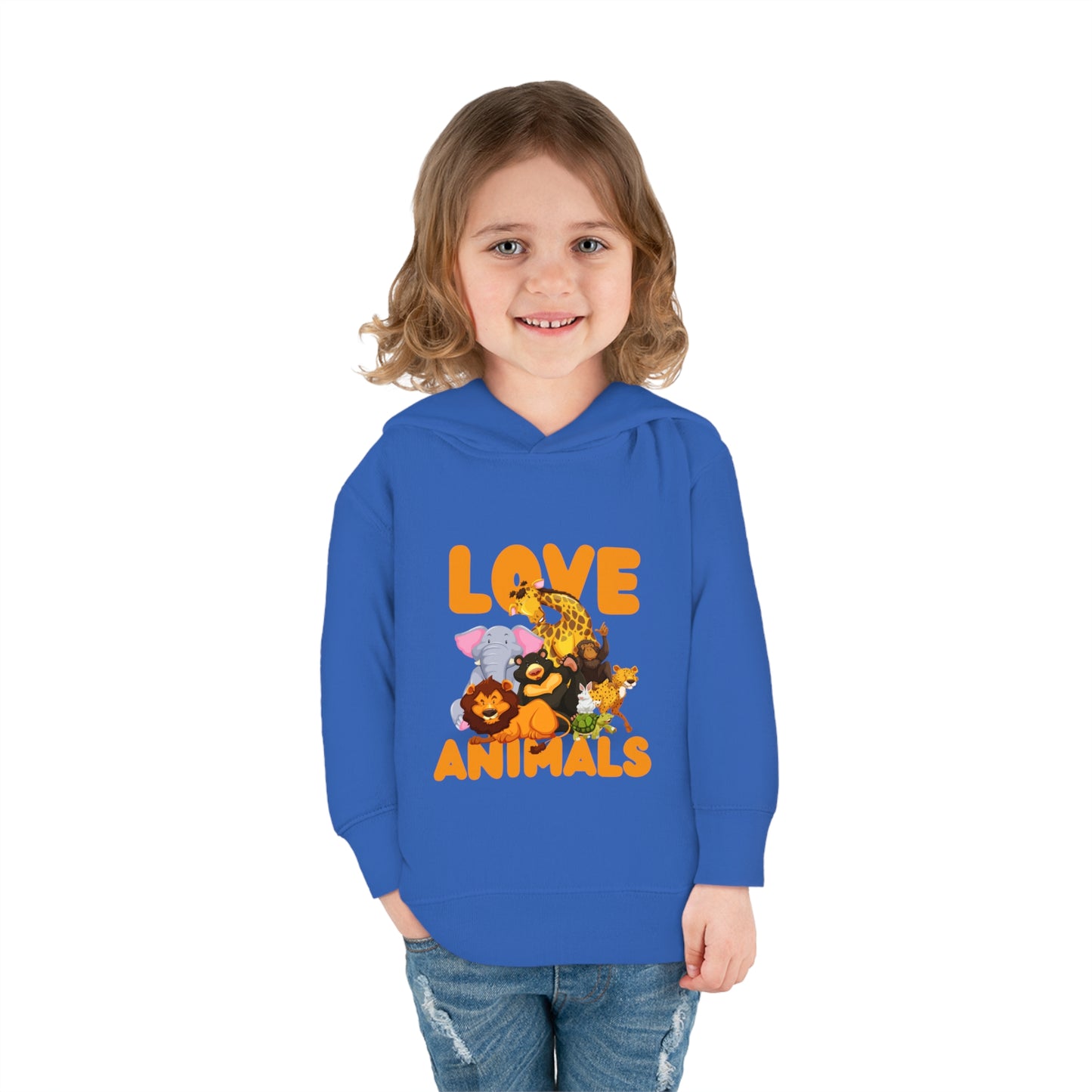 Toddler Pullover Fleece Hoodie with Animal Love image