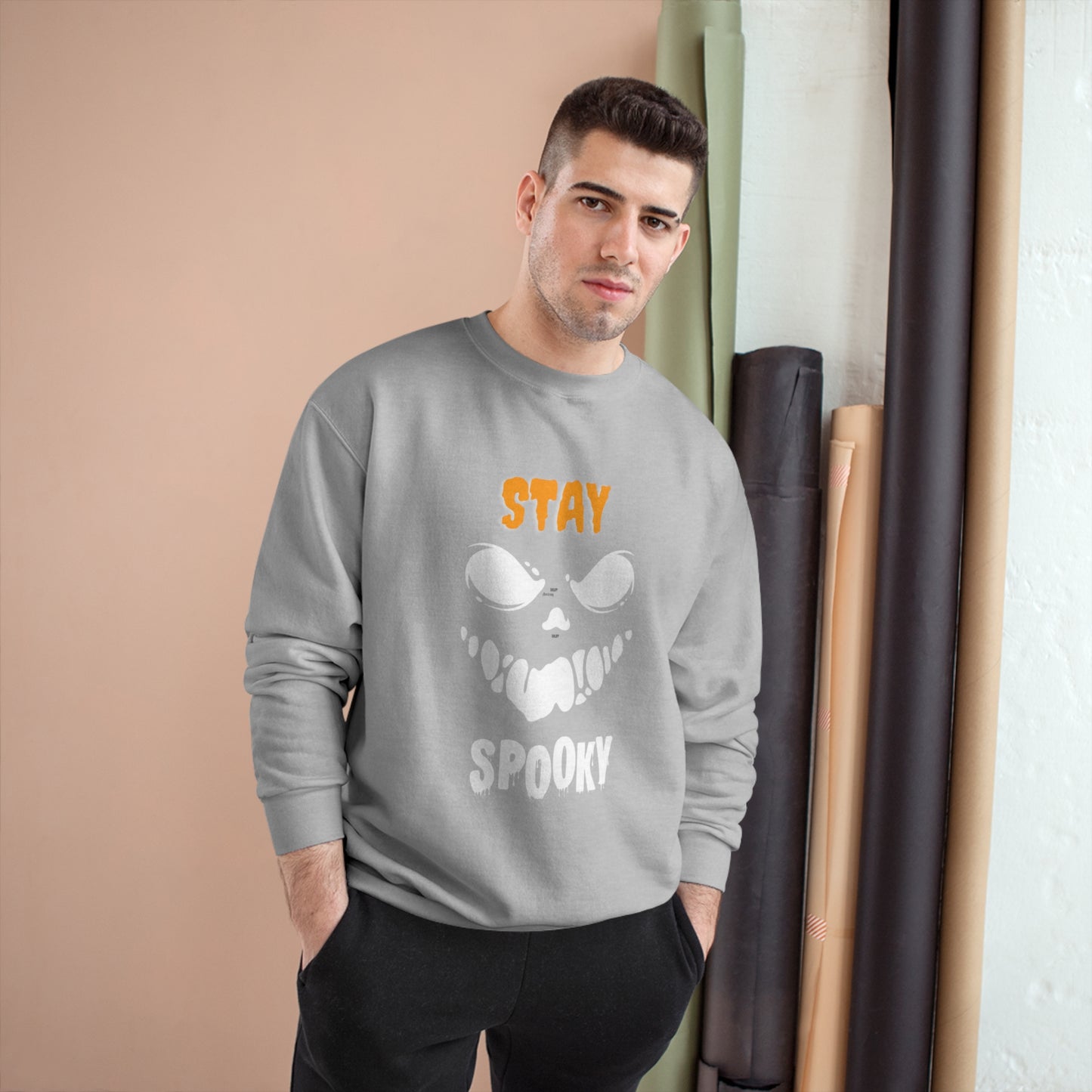 Champion Sweatshirt for dad with caption "Stay Spooky"