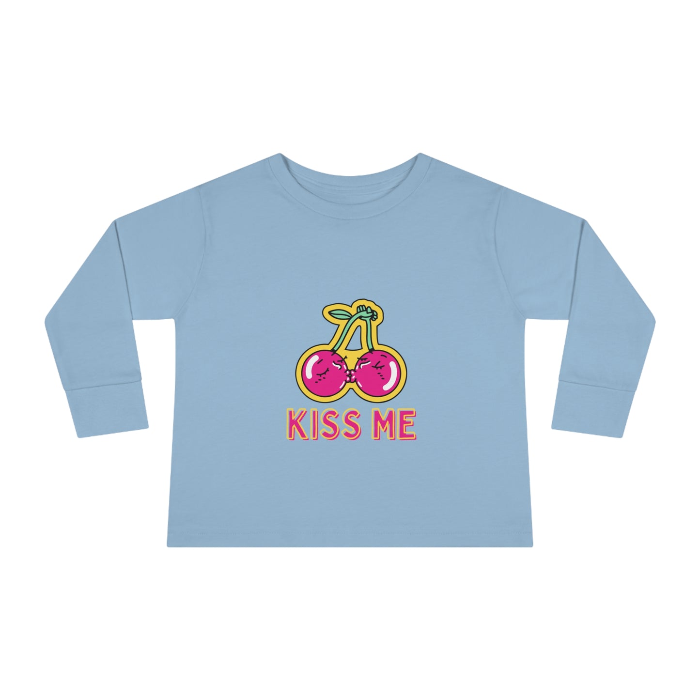 Toddler Long Sleeve Tee with caption "Kiss Me"