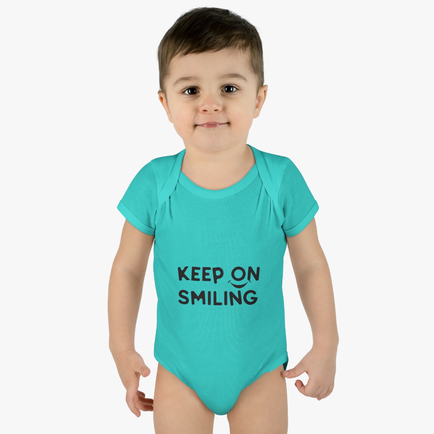 Infant Baby Rib Bodysuit with a message - Keep on smiling