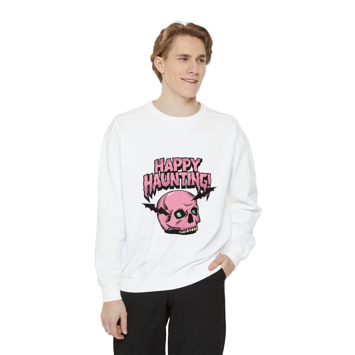 Sweatshirt for dads with caption "Happy Haunting"