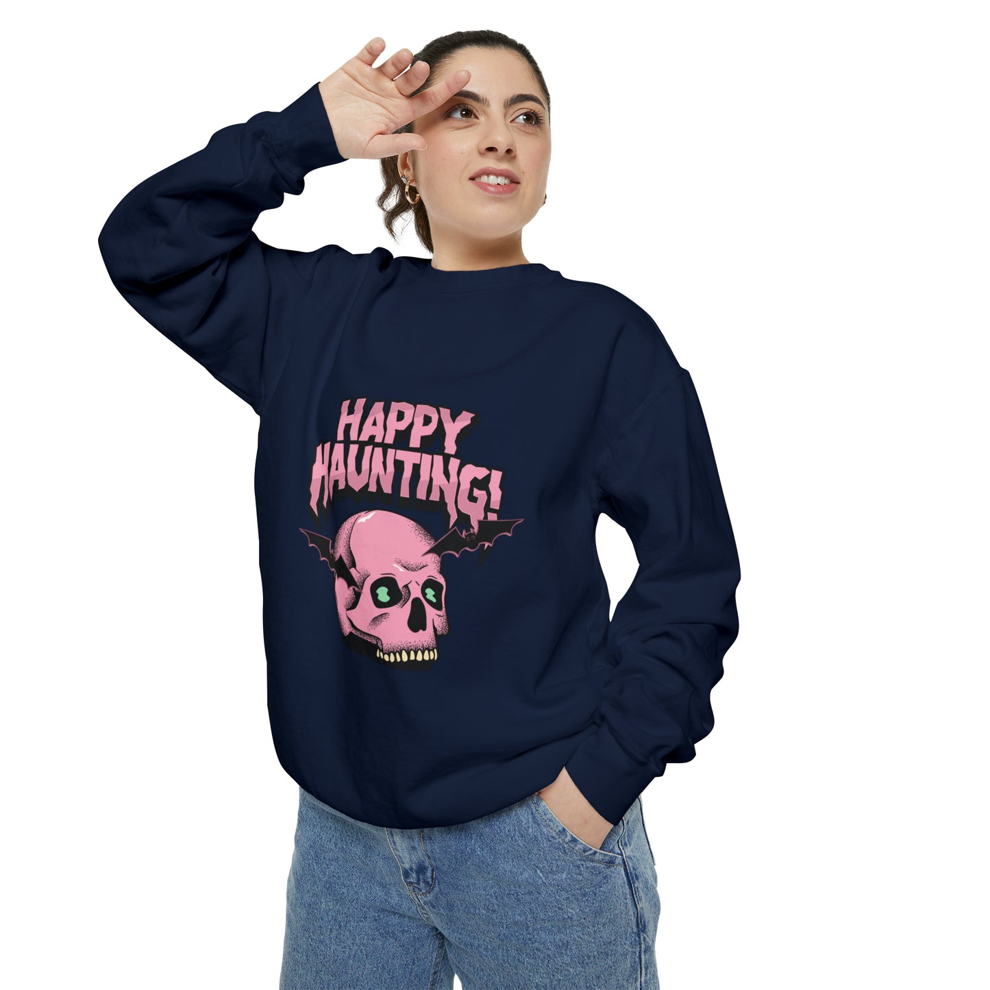 Sweatshirt for dads with caption "Happy Haunting"