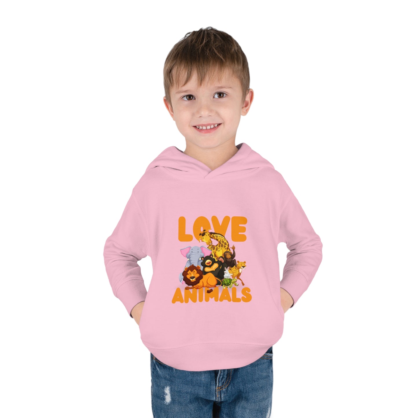 Toddler Pullover Fleece Hoodie with Animal Love image