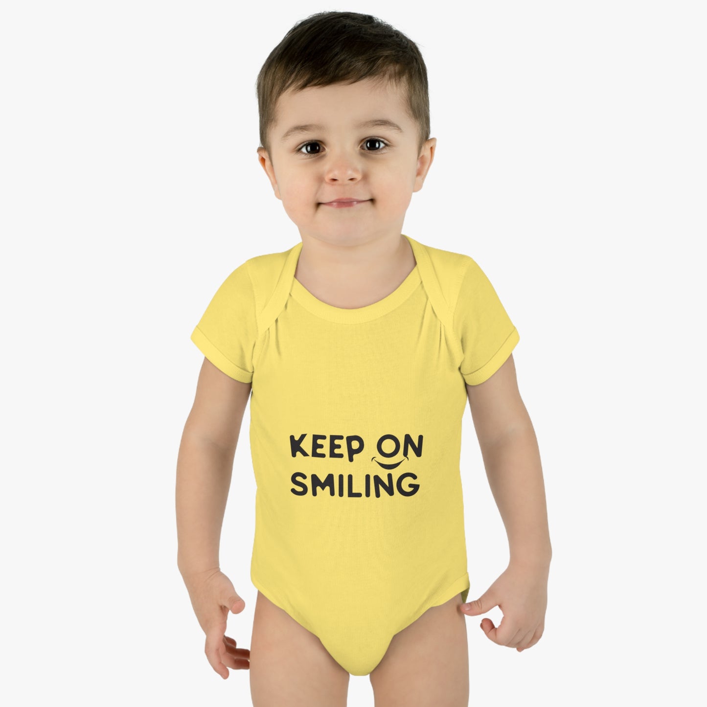 Infant Baby Rib Bodysuit with a message - Keep on smiling