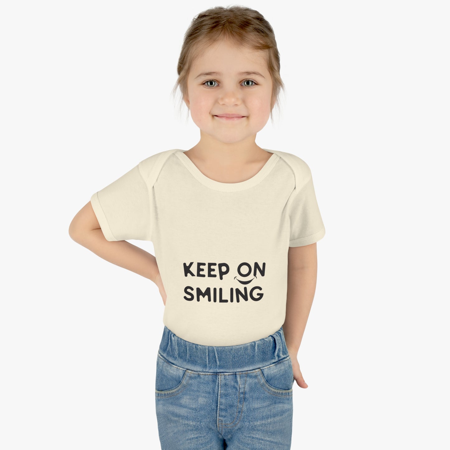 Infant Baby Rib Bodysuit with a message - Keep on smiling