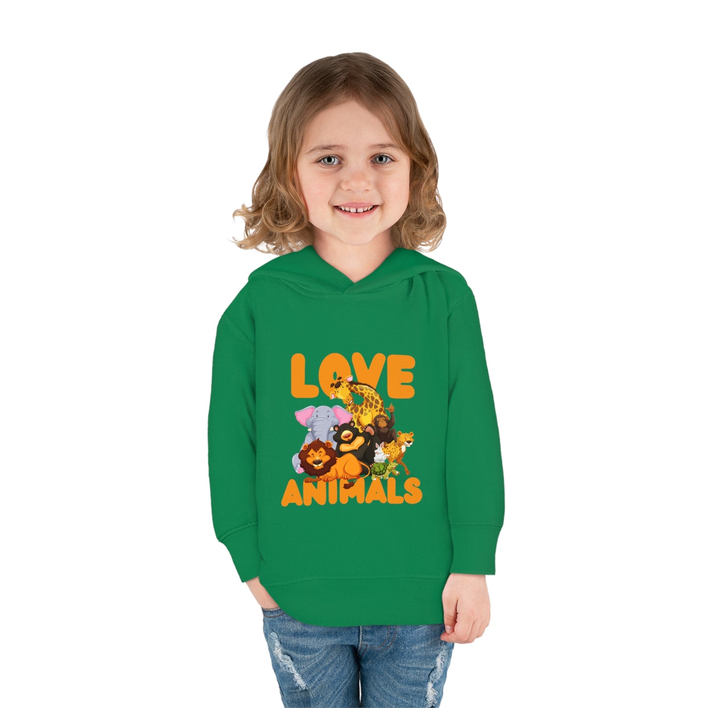 Toddler Pullover Fleece Hoodie with Animal Love image