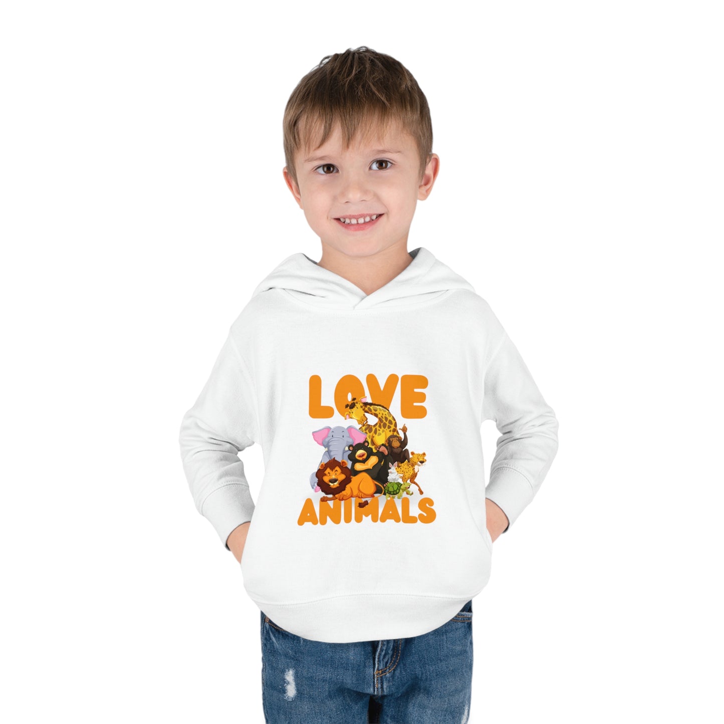 Toddler Pullover Fleece Hoodie with Animal Love image