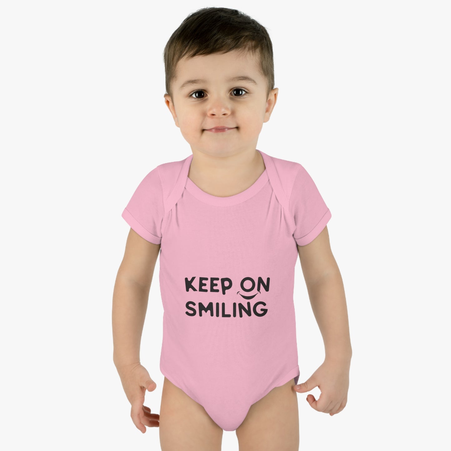 Infant Baby Rib Bodysuit with a message - Keep on smiling