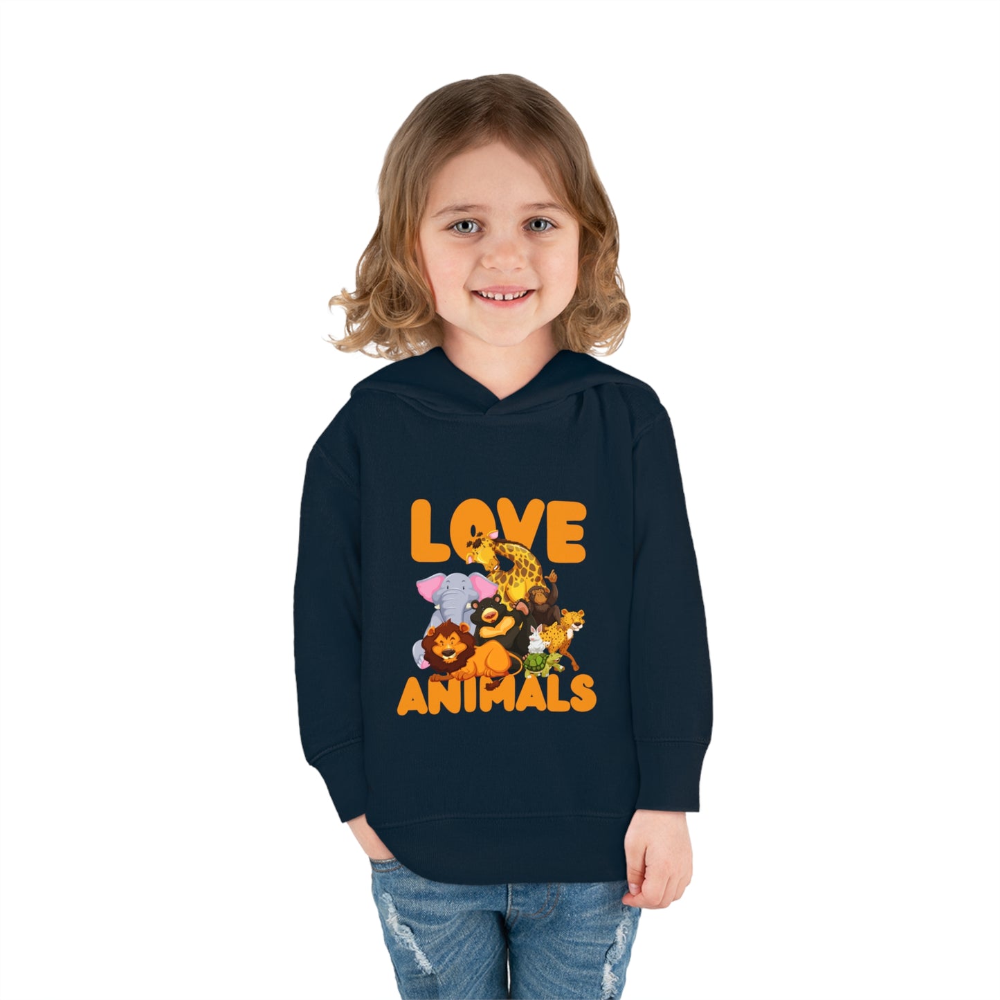 Toddler Pullover Fleece Hoodie with Animal Love image