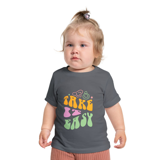 Baby Short Sleeve T-Shirt with caption "Take it easy"