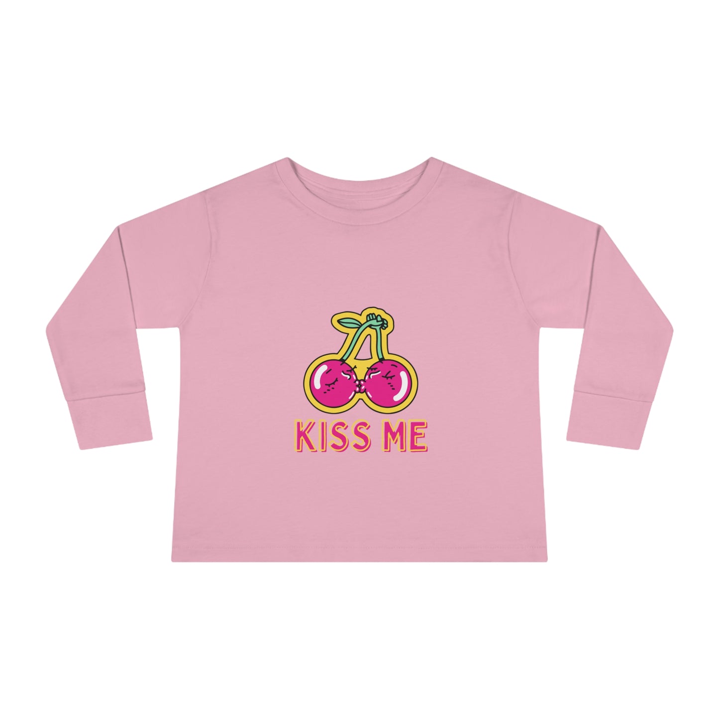 Toddler Long Sleeve Tee with caption "Kiss Me"