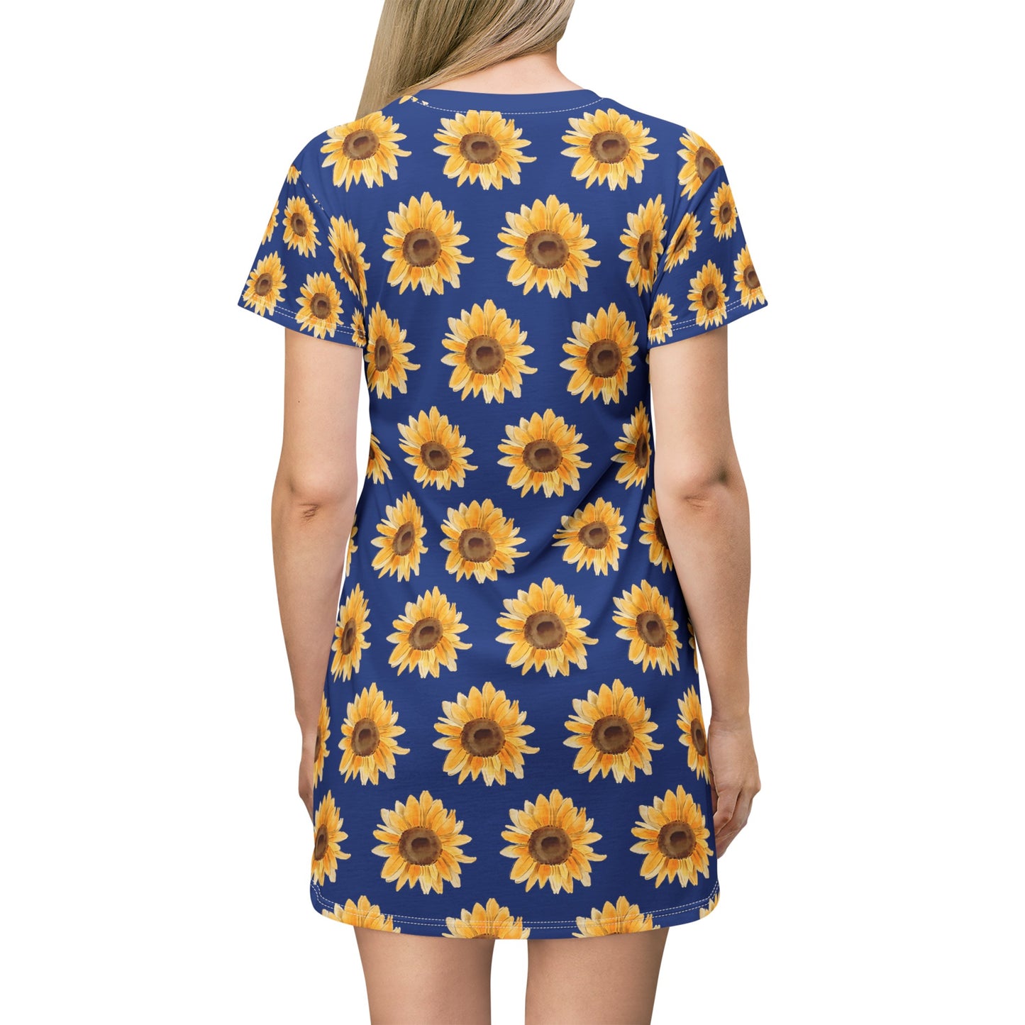 Women spring and summer mini dress with vibrant sunflower