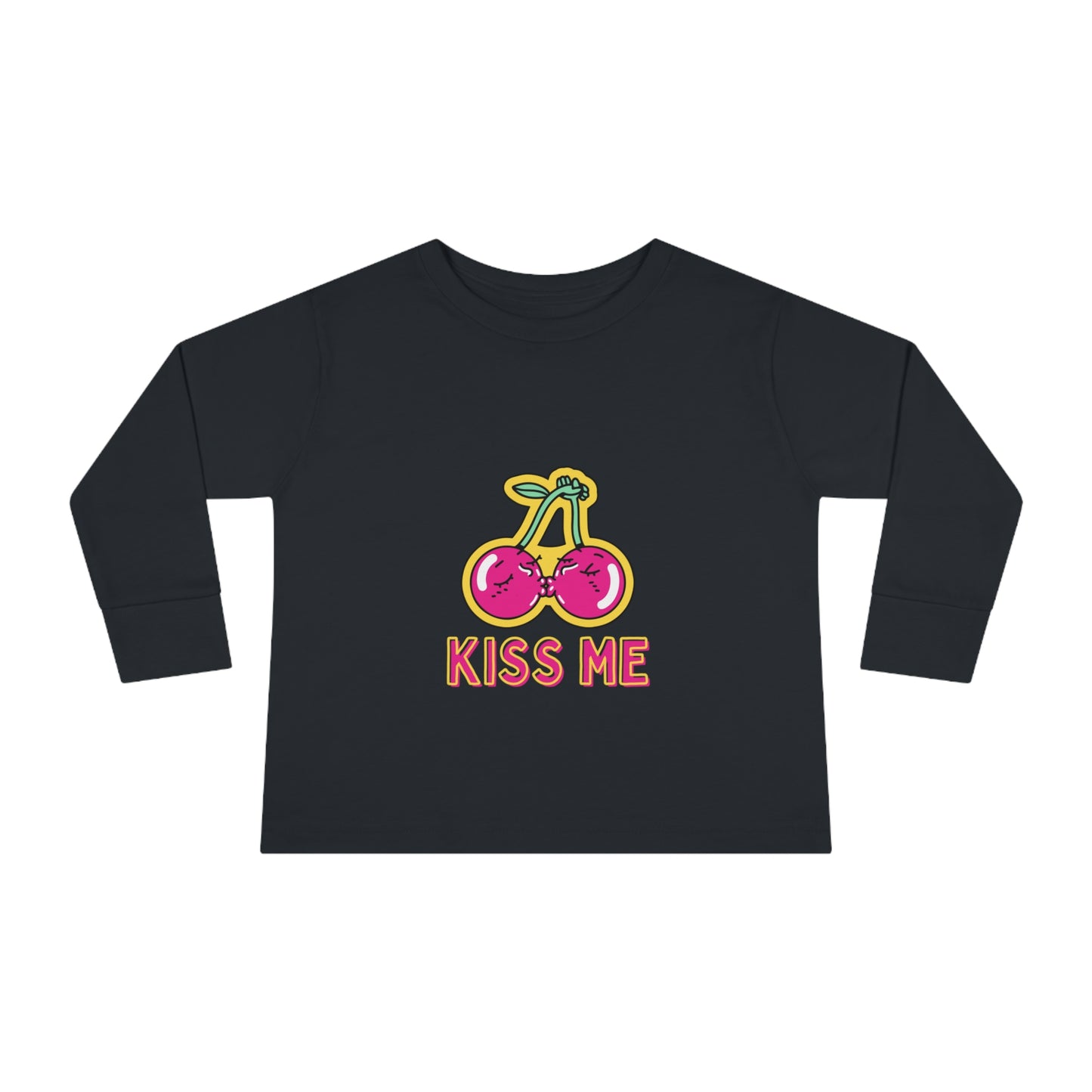 Toddler Long Sleeve Tee with caption "Kiss Me"