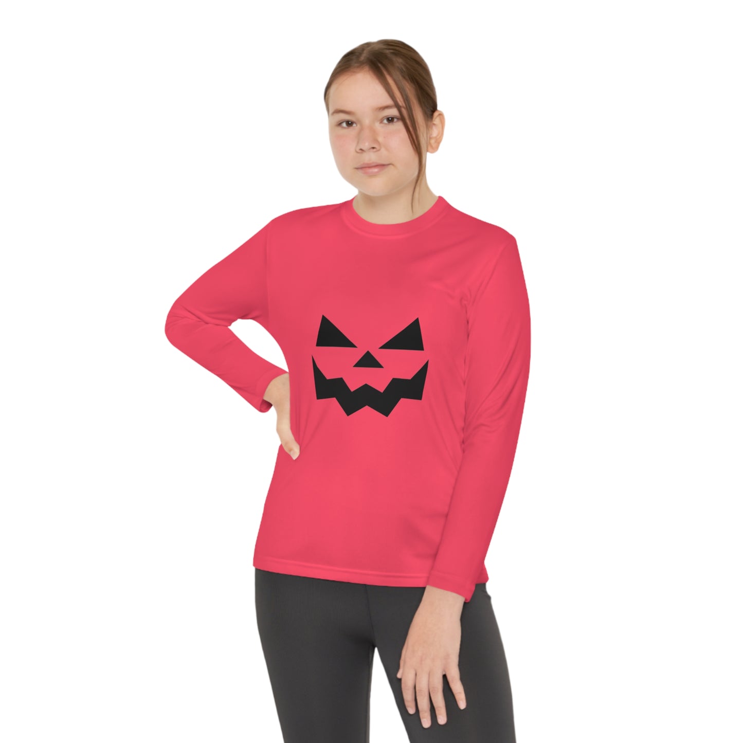 Youth Long Sleeve Competitor Tee with Pumpkin Face