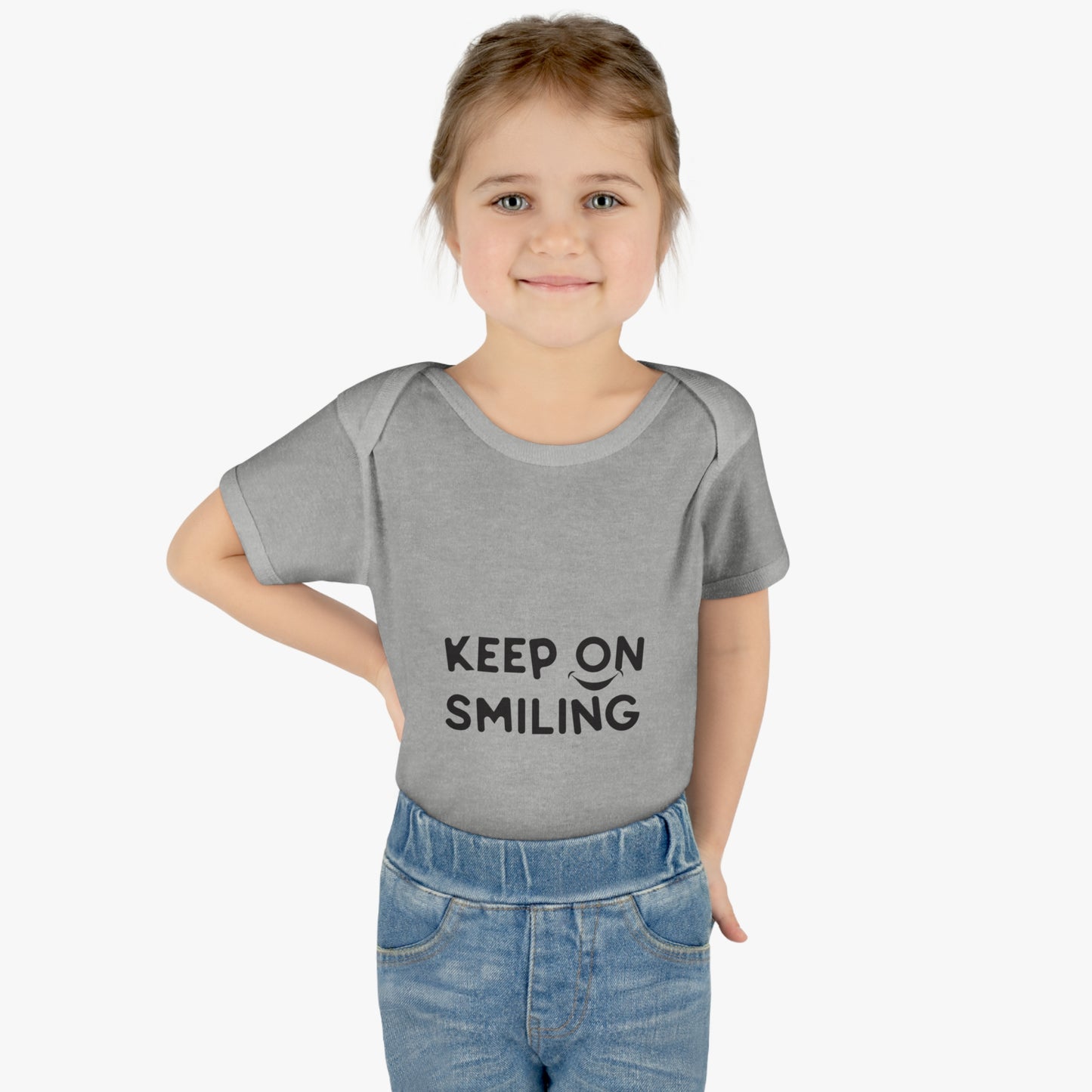 Infant Baby Rib Bodysuit with a message - Keep on smiling