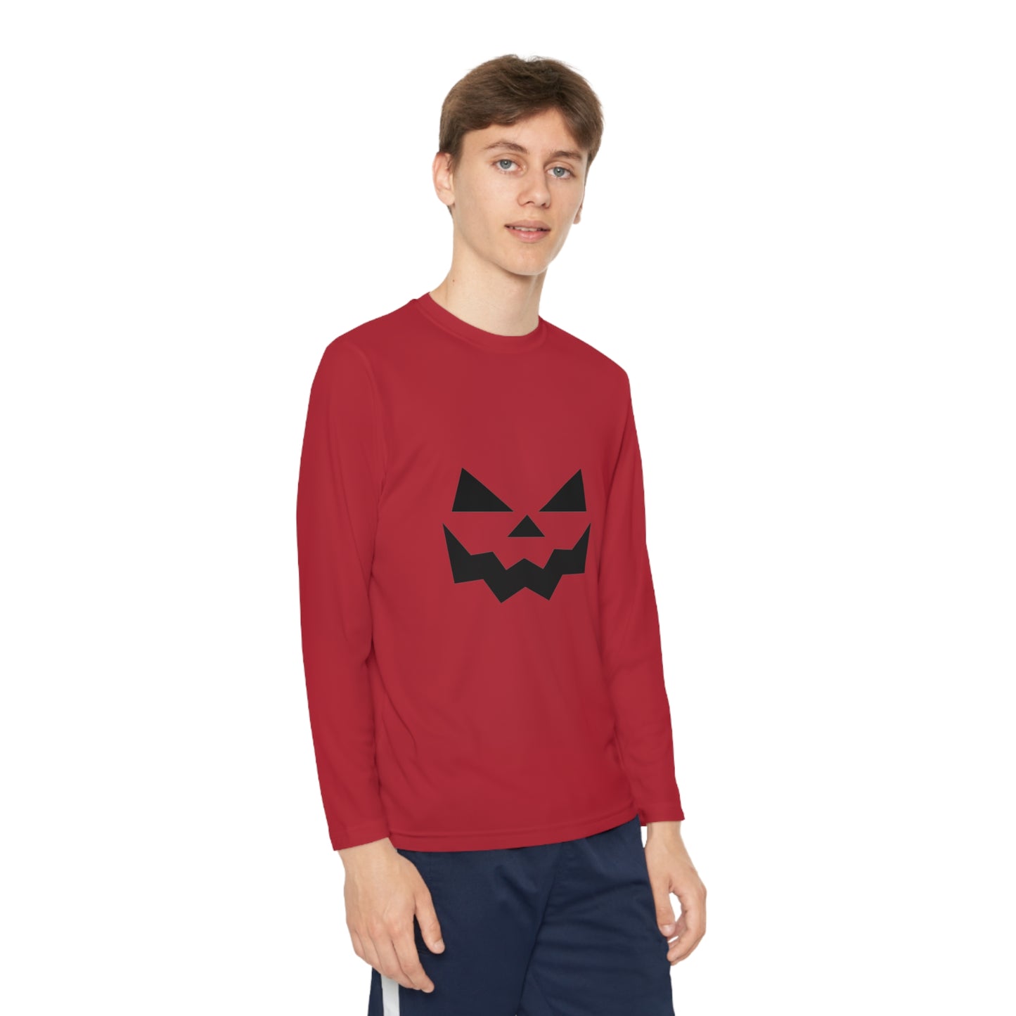 Youth Long Sleeve Competitor Tee with Pumpkin Face