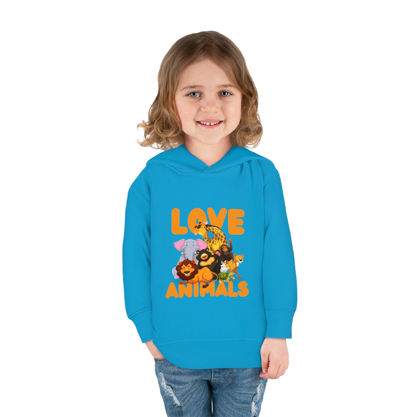 Toddler Pullover Fleece Hoodie with Animal Love image