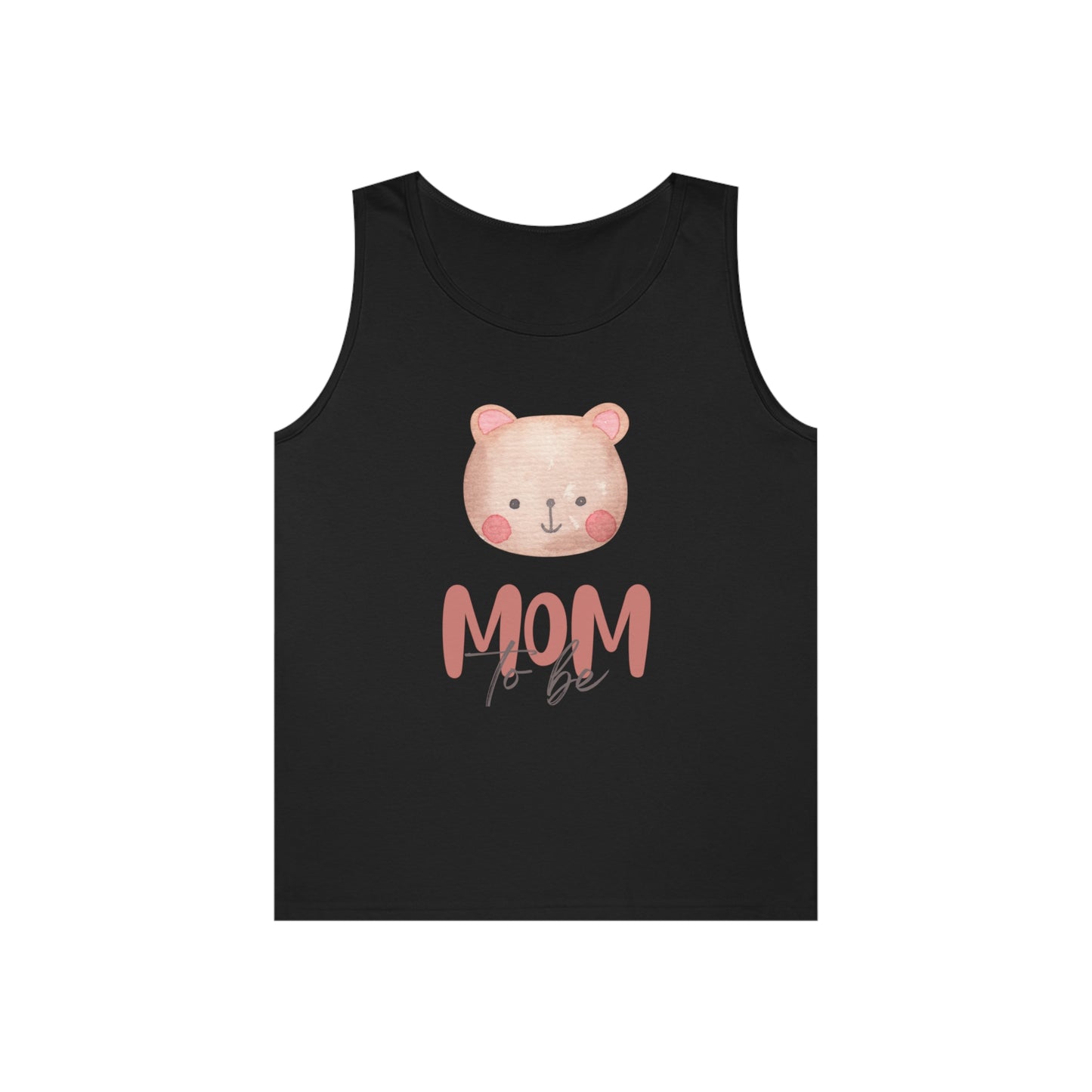 Mom-to-be Heavy Cotton Tank Top with bear face