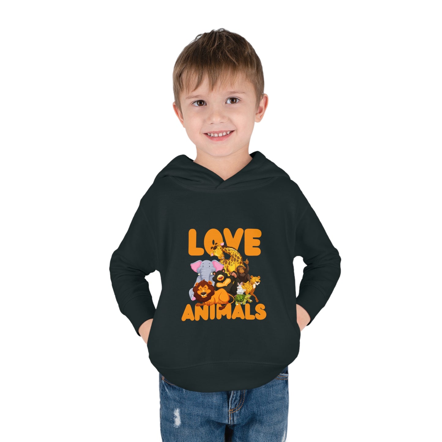 Toddler Pullover Fleece Hoodie with Animal Love image