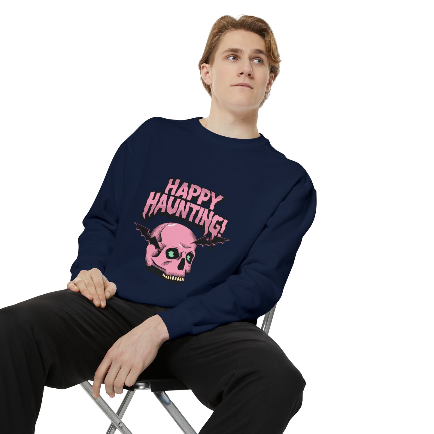 Sweatshirt for dads with caption "Happy Haunting"