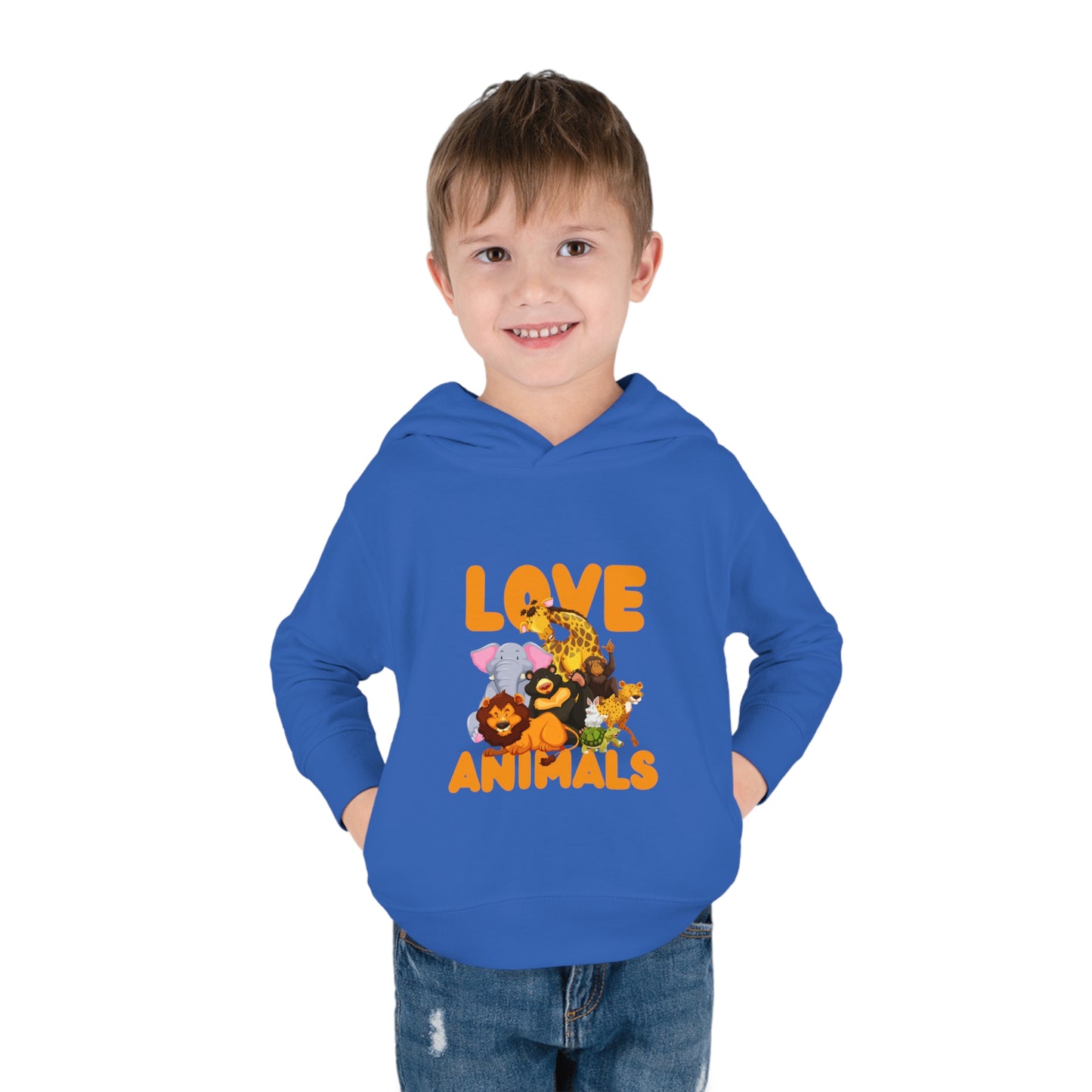 Toddler Pullover Fleece Hoodie with Animal Love image