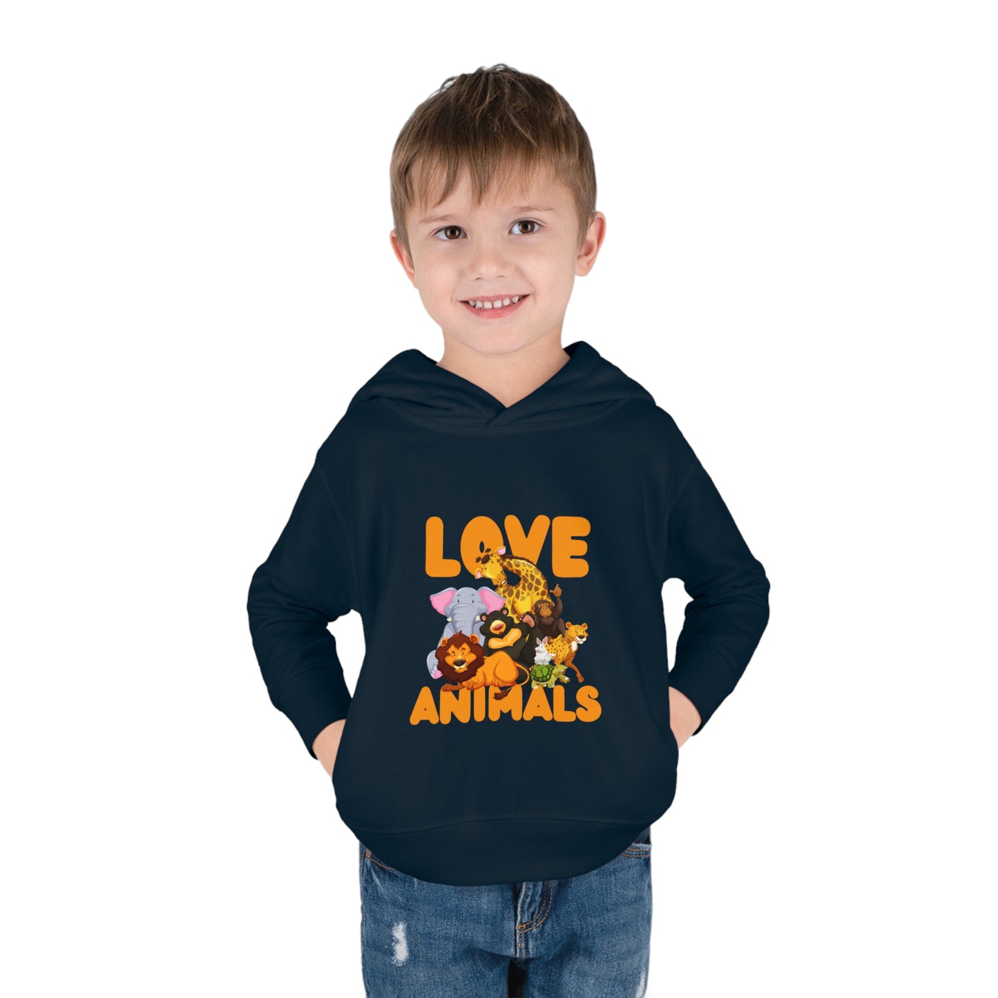 Toddler Pullover Fleece Hoodie with Animal Love image