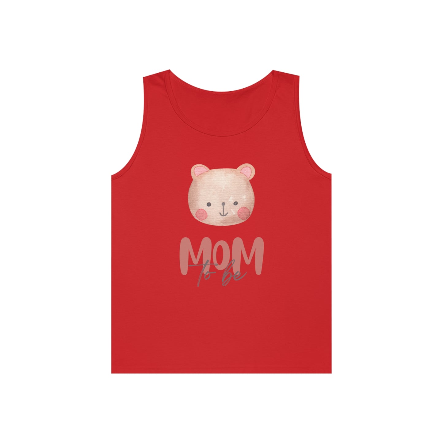 Mom-to-be Heavy Cotton Tank Top with bear face