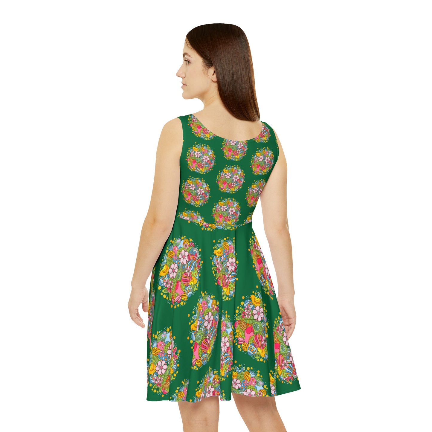 Women spring and summer skater dress with vibrant floral design