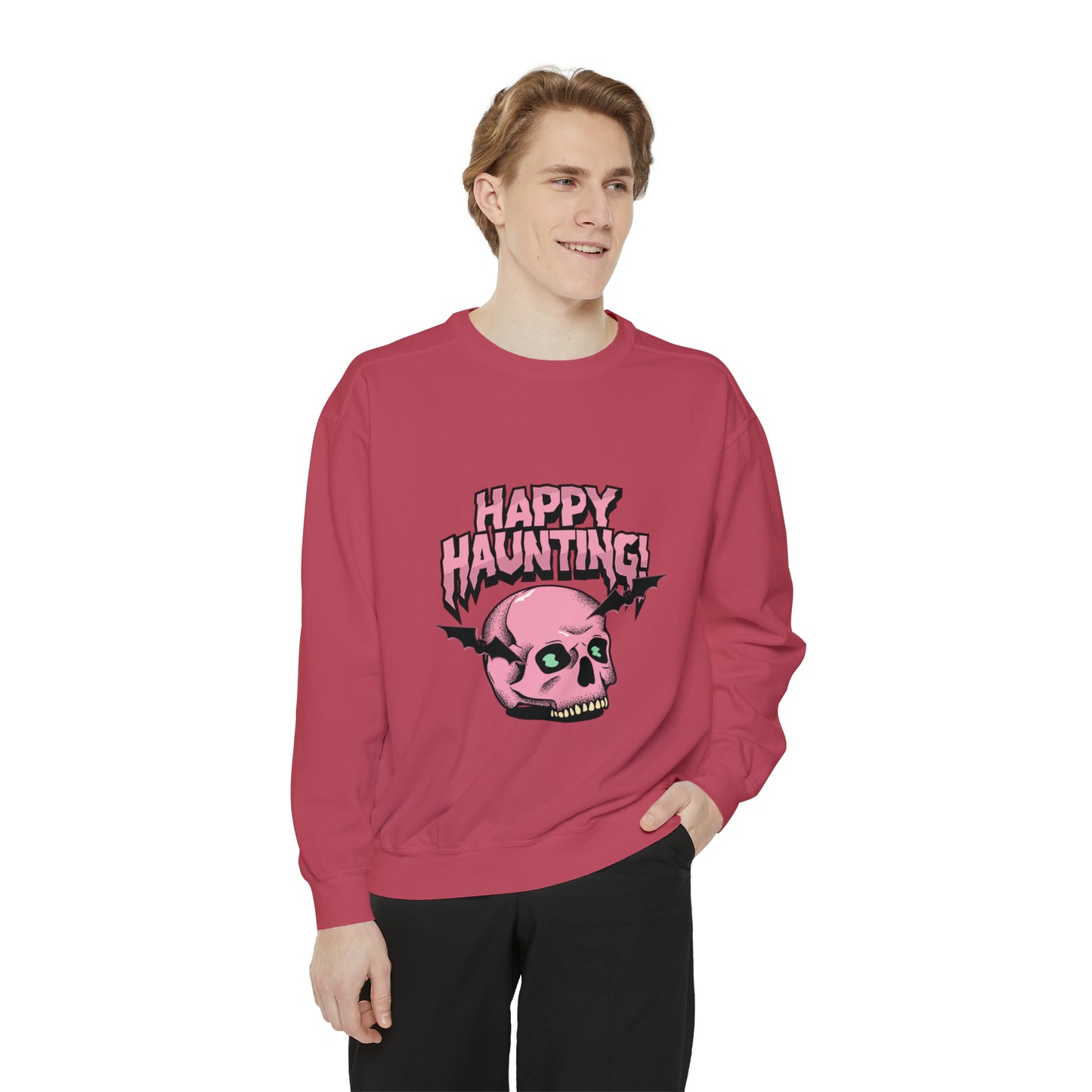 Sweatshirt for dads with caption "Happy Haunting"