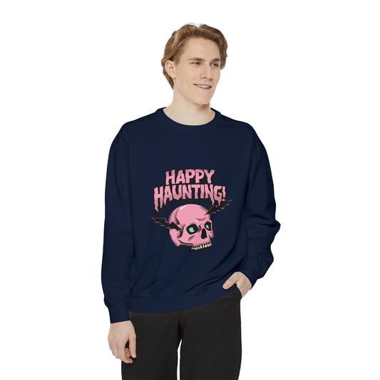 Sweatshirt for dads with caption "Happy Haunting"