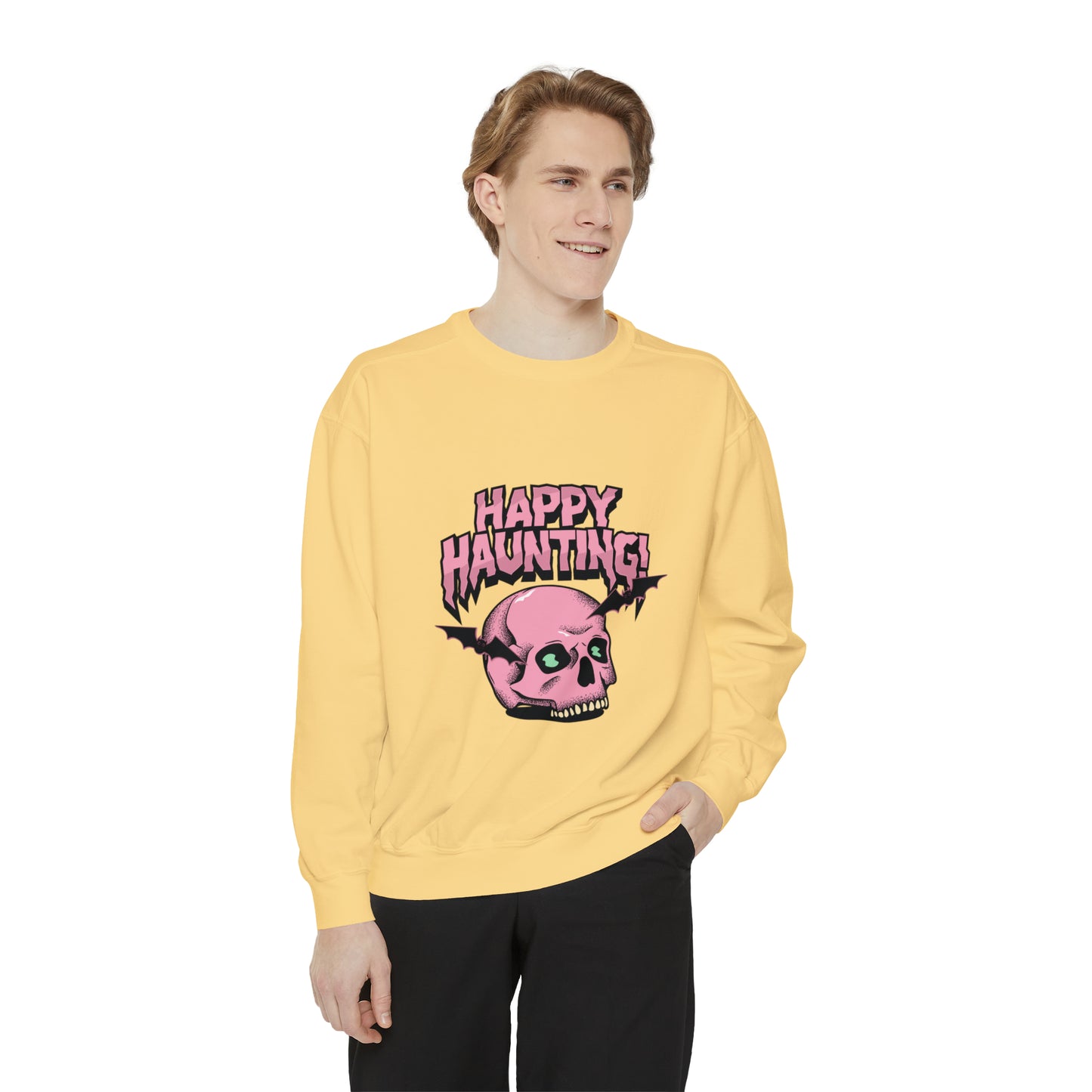 Sweatshirt for dads with caption "Happy Haunting"