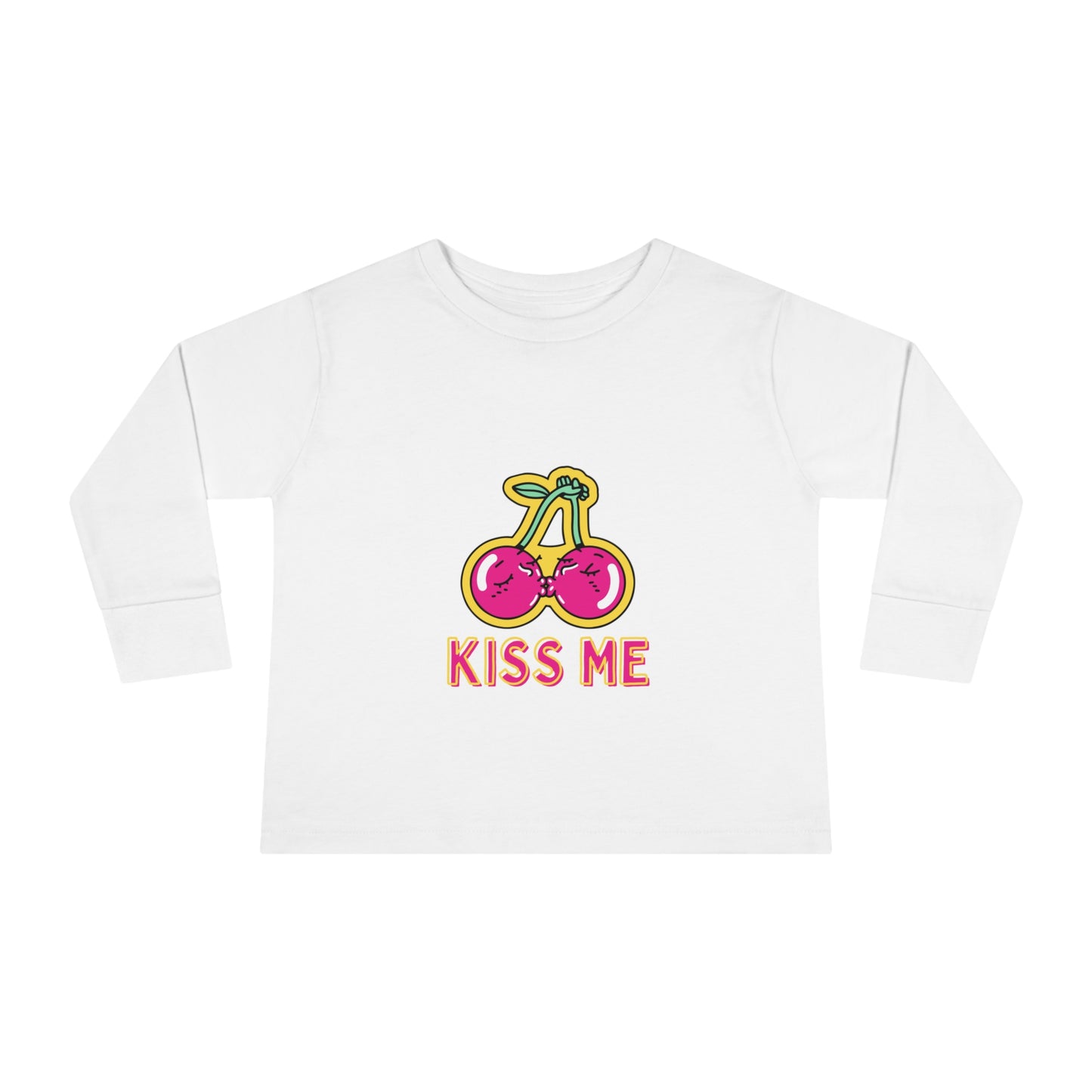 Toddler Long Sleeve Tee with caption "Kiss Me"