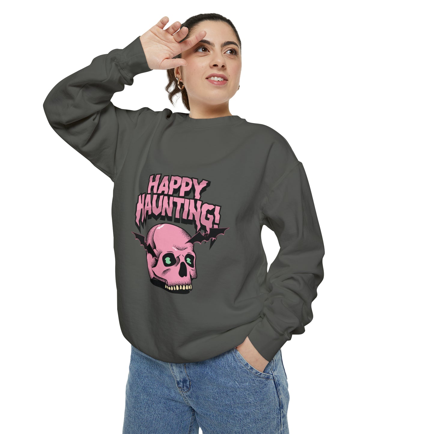 Sweatshirt for dads with caption "Happy Haunting"