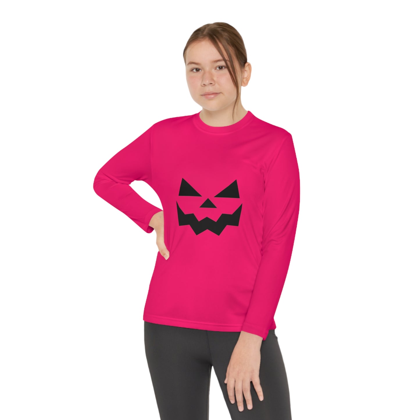 Youth Long Sleeve Competitor Tee with Pumpkin Face