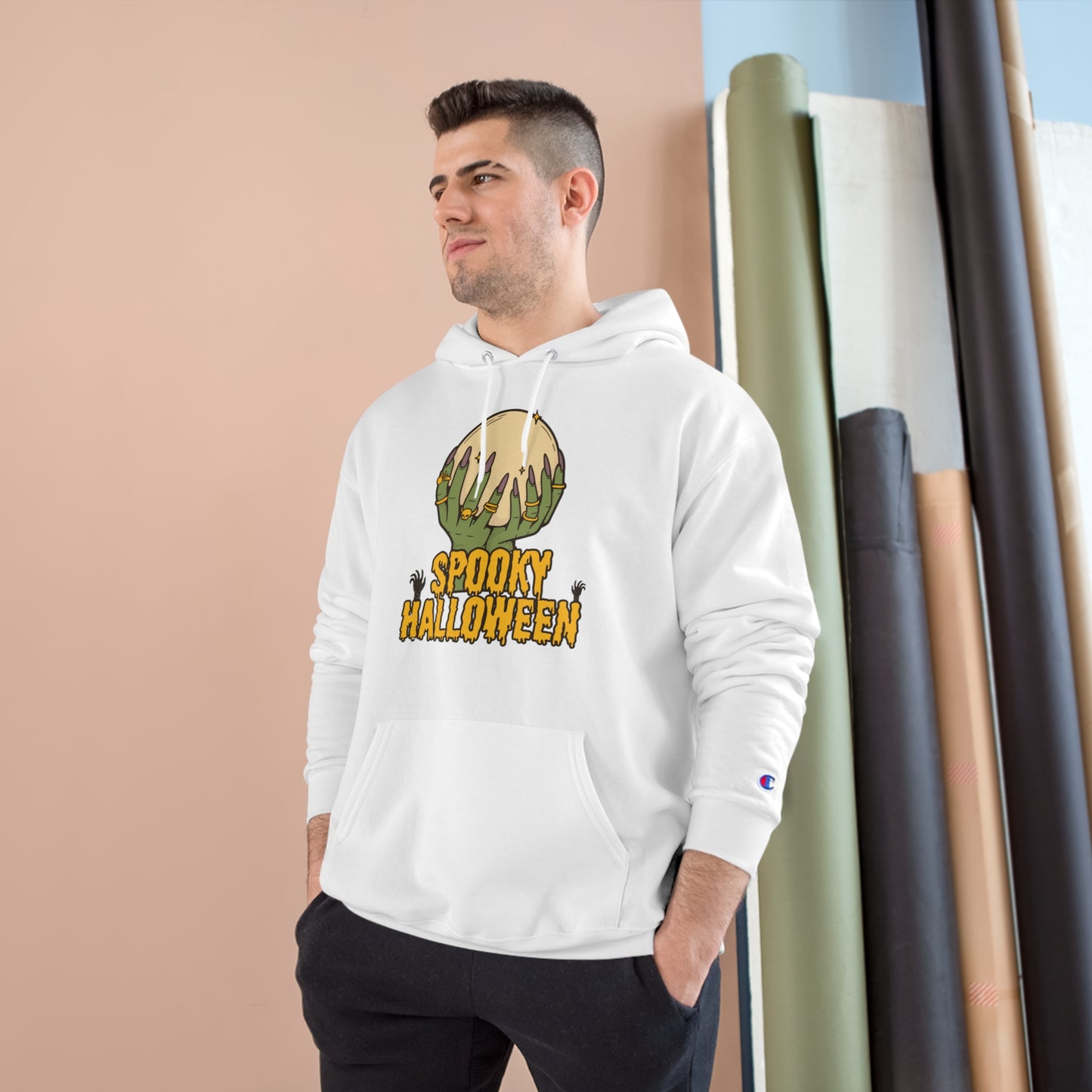 Hooded sweatshirt for dads with caption Spooky Halloween