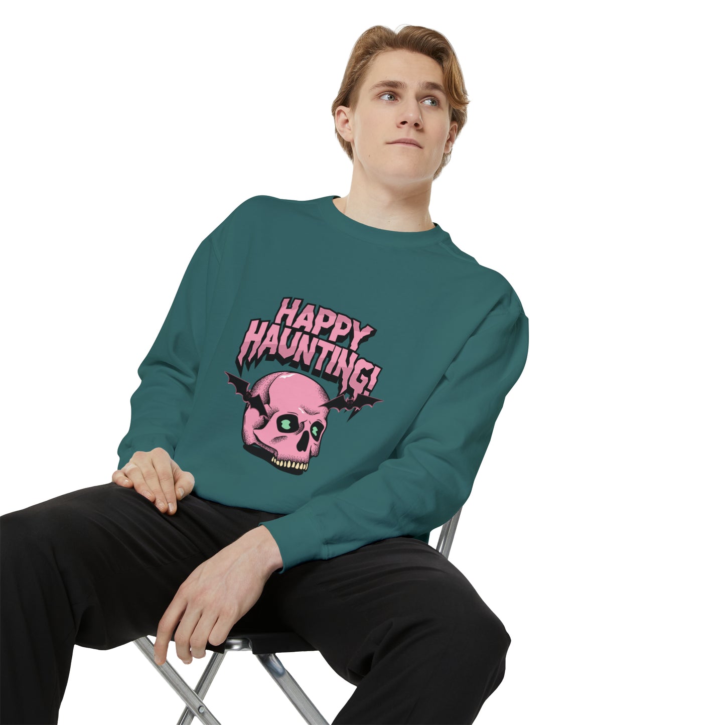 Sweatshirt for dads with caption "Happy Haunting"