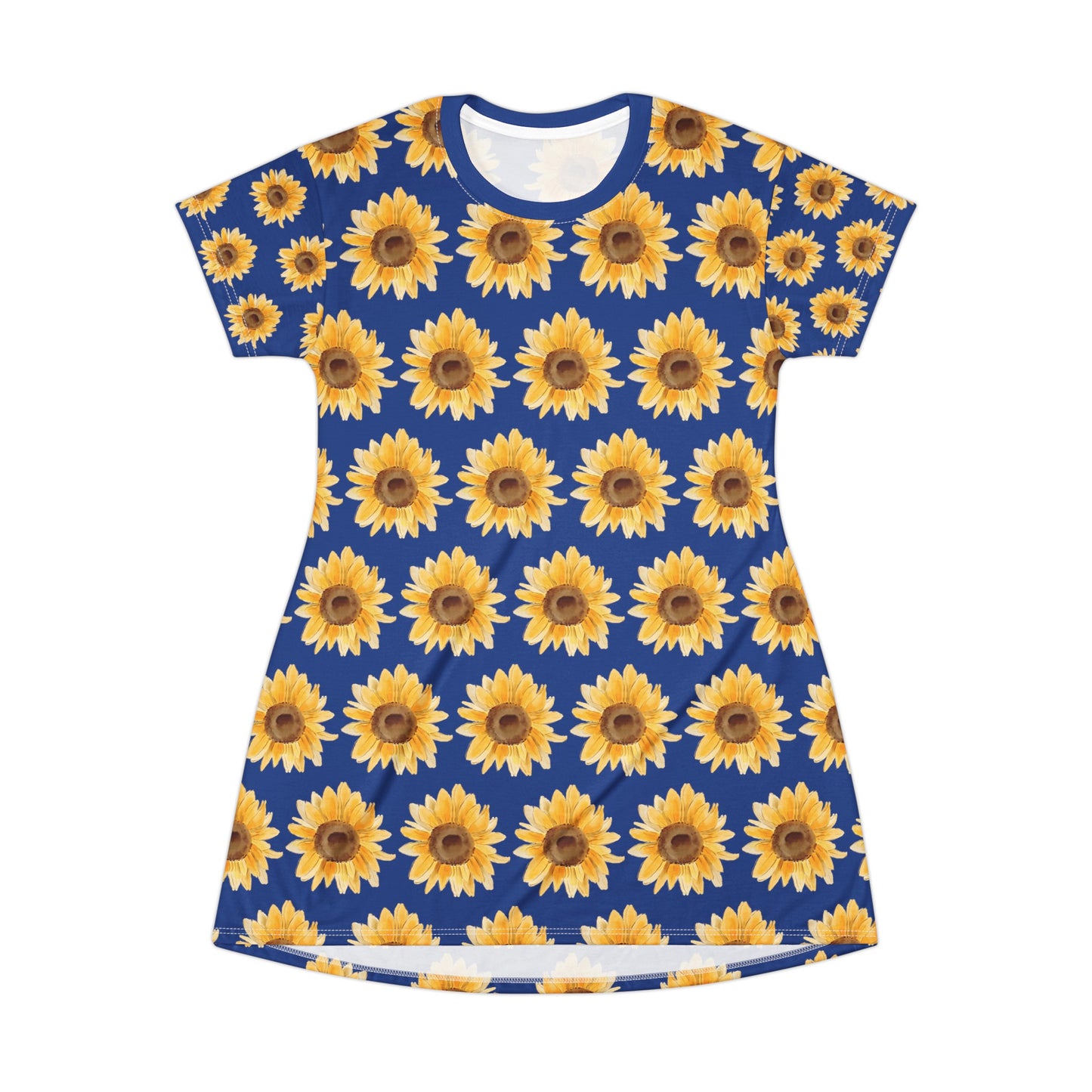 Women spring and summer mini dress with vibrant sunflower