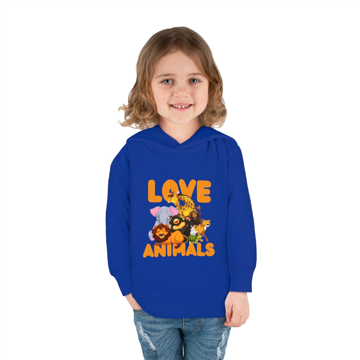 Toddler Pullover Fleece Hoodie with Animal Love image