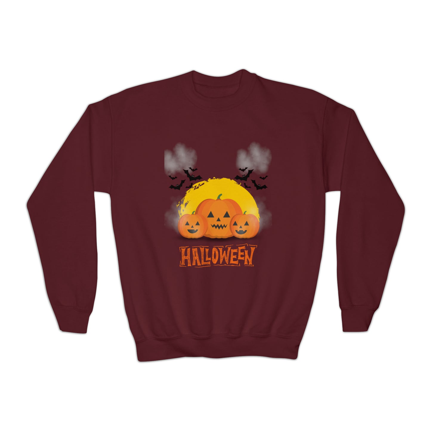 Halloween Pumpkin Faced Crewneck Sweatshirt for Youth