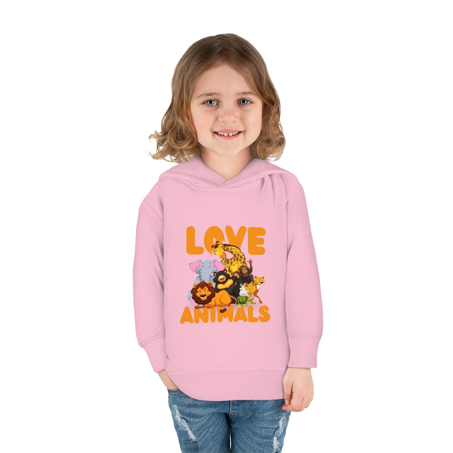 Toddler Pullover Fleece Hoodie with Animal Love image