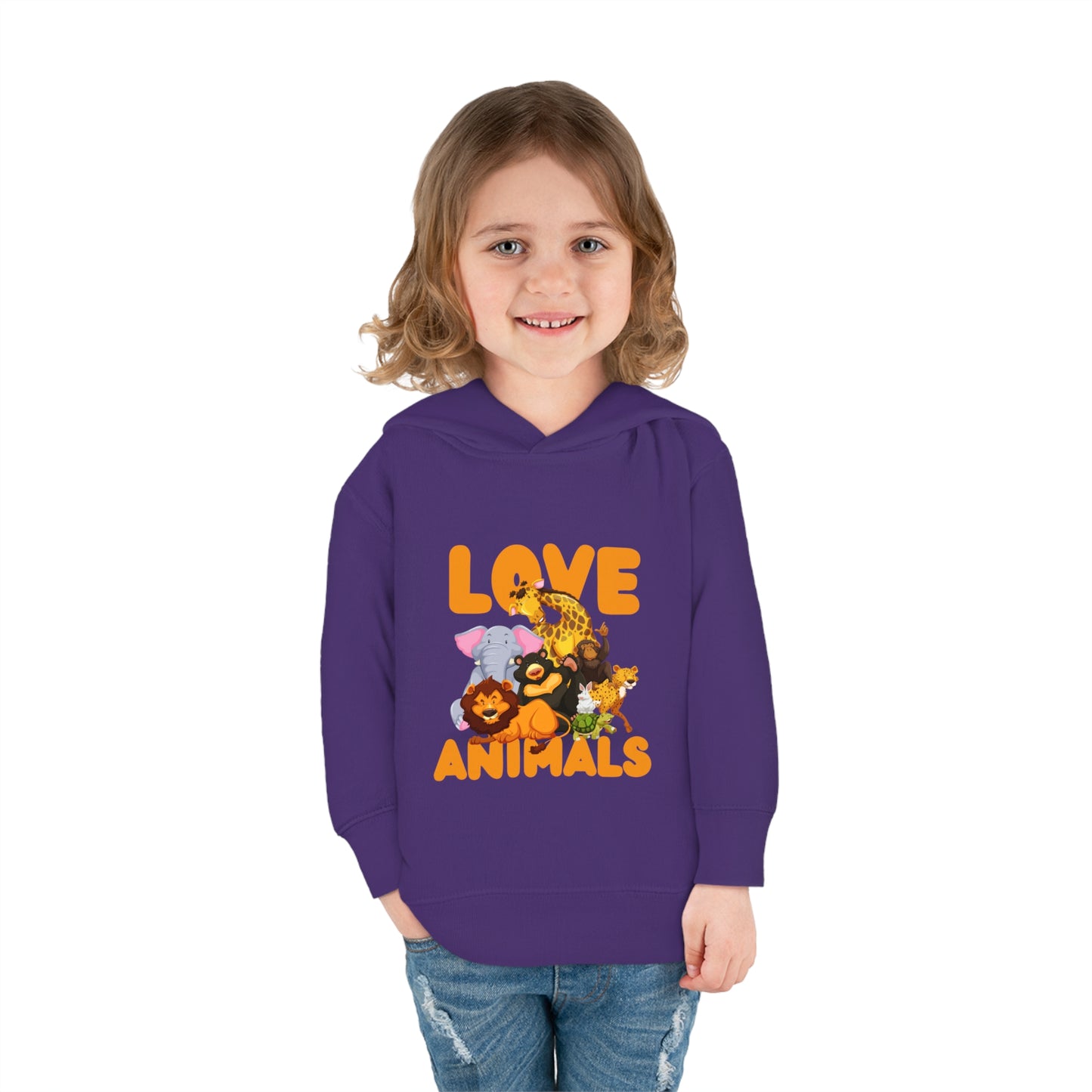 Toddler Pullover Fleece Hoodie with Animal Love image