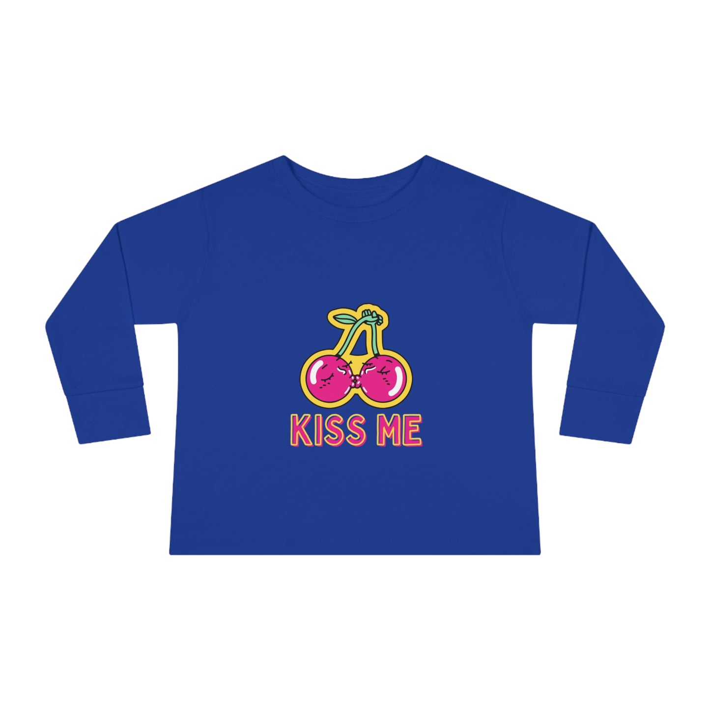 Toddler Long Sleeve Tee with caption "Kiss Me"