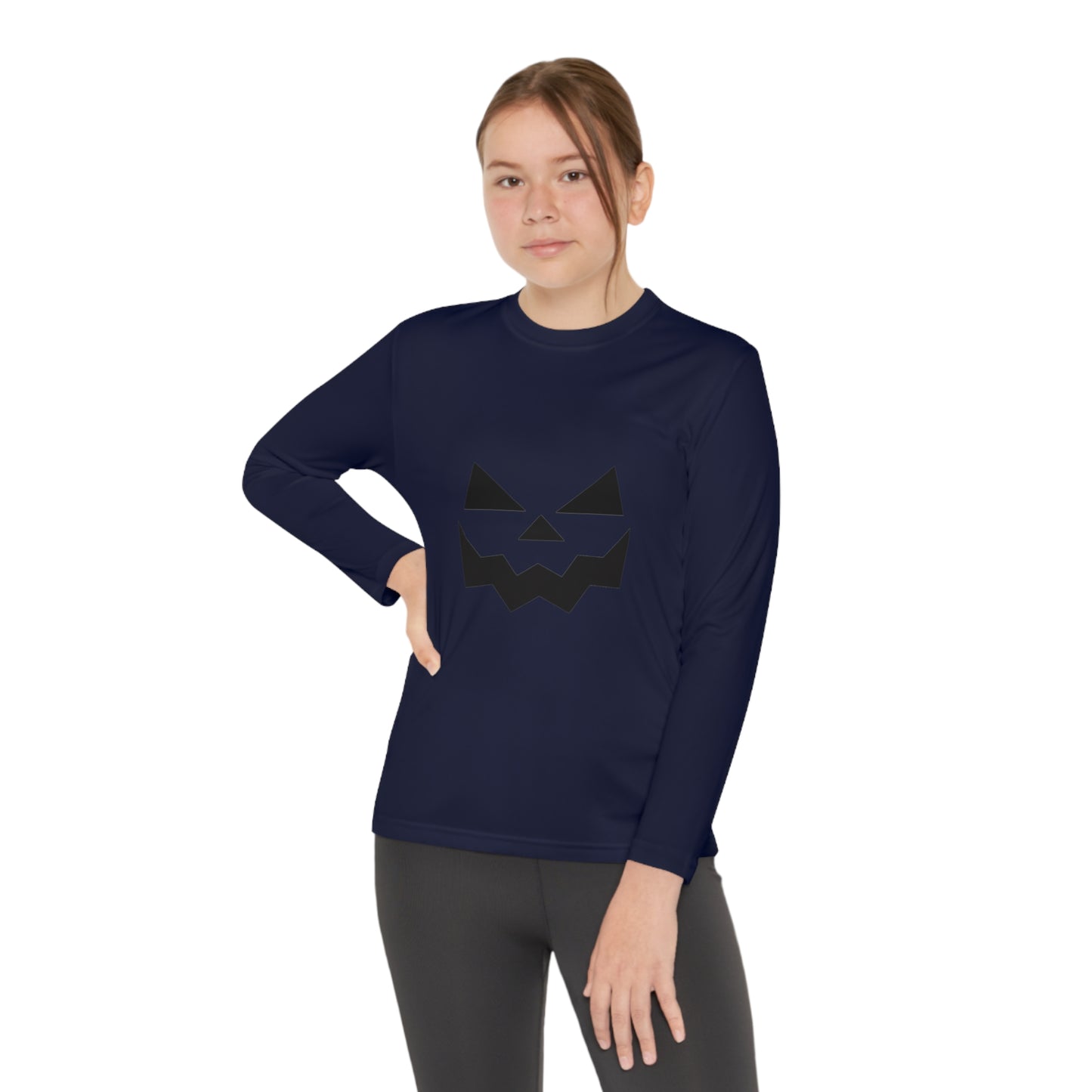 Youth Long Sleeve Competitor Tee with Pumpkin Face