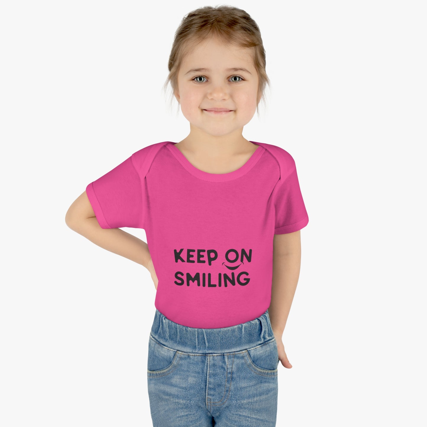 Infant Baby Rib Bodysuit with a message - Keep on smiling