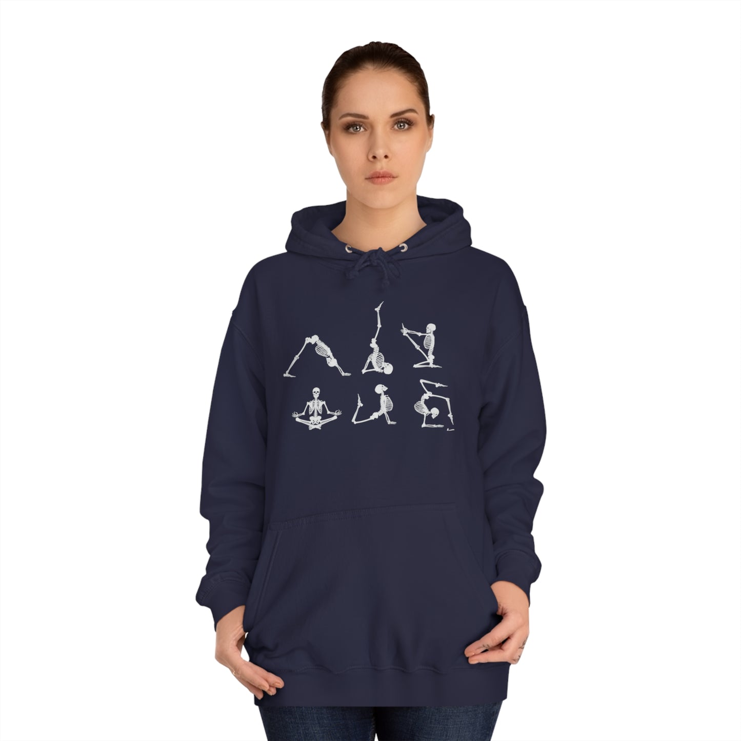 Halloween Hoodie for Moms with Skeleton Yoga Poses