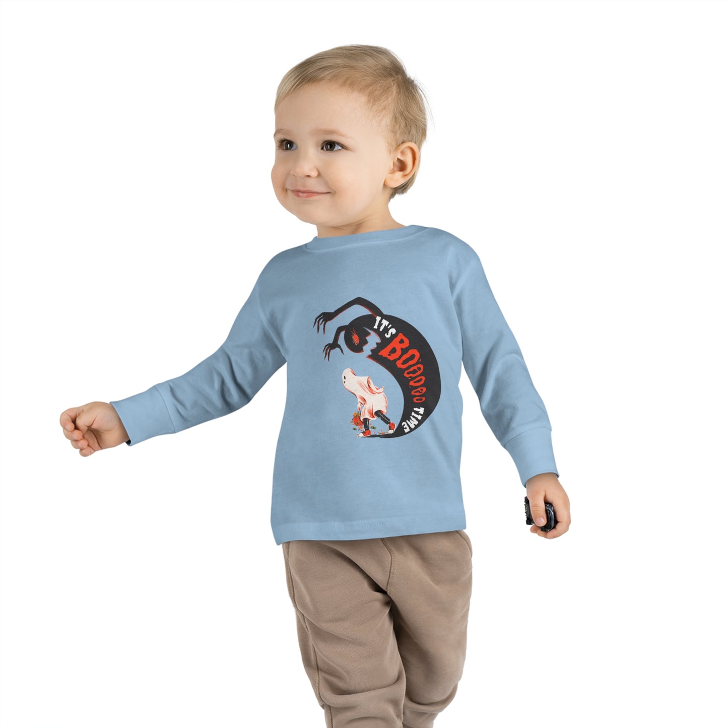 Toddler Long Sleeve Tee with caption "It's BOO Time"