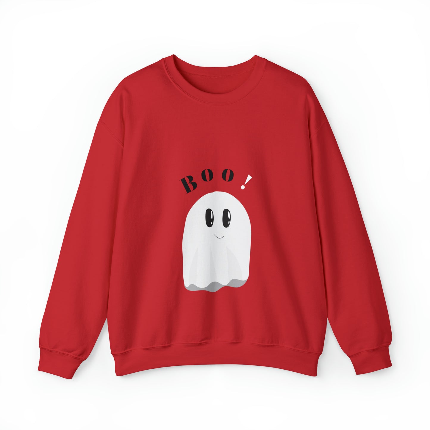 Mom's Heavy Blend™ Crewneck Halloween Sweatshirt with caption "Boo"!