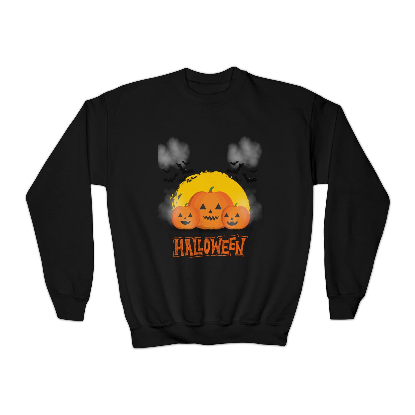 Halloween Pumpkin Faced Crewneck Sweatshirt for Youth