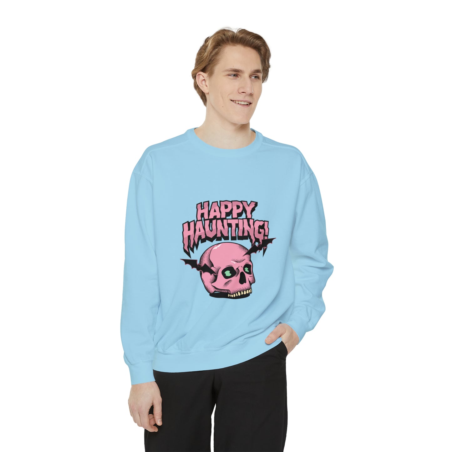 Sweatshirt for dads with caption "Happy Haunting"